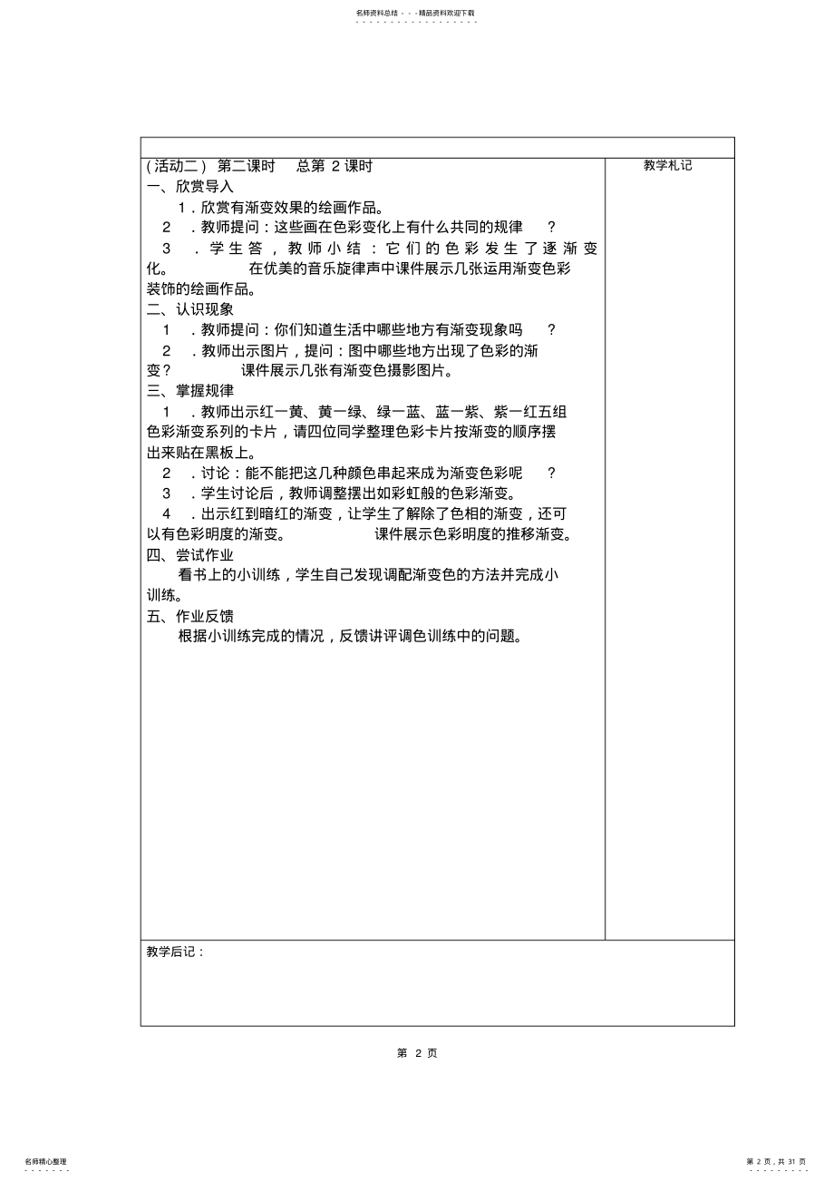 2022年湘版小学五年级上册美术教案全册 .pdf_第2页