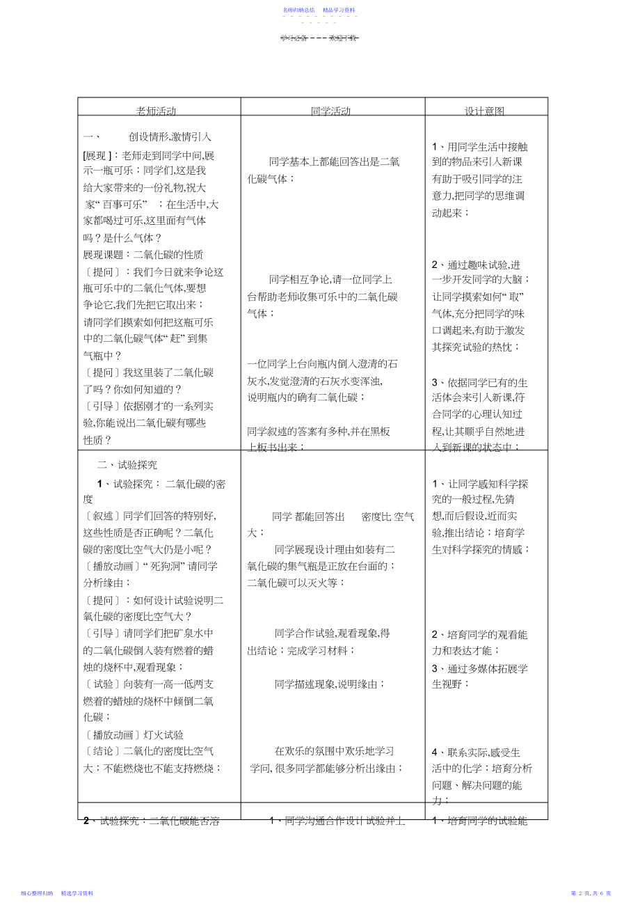 2022年《二氧化碳的性质》教学设计.docx_第2页