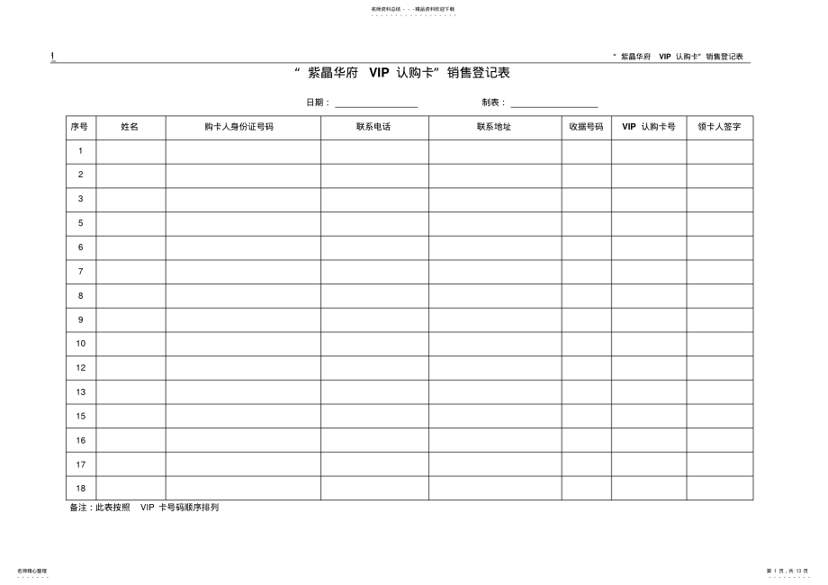 2022年VIP卡销售登记表 .pdf_第1页