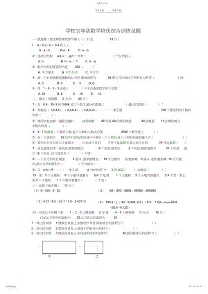 2022年五年级数学培优综合训练试题.docx