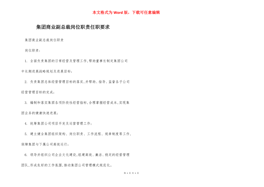 集团商业副总裁岗位职责任职要求.docx_第1页