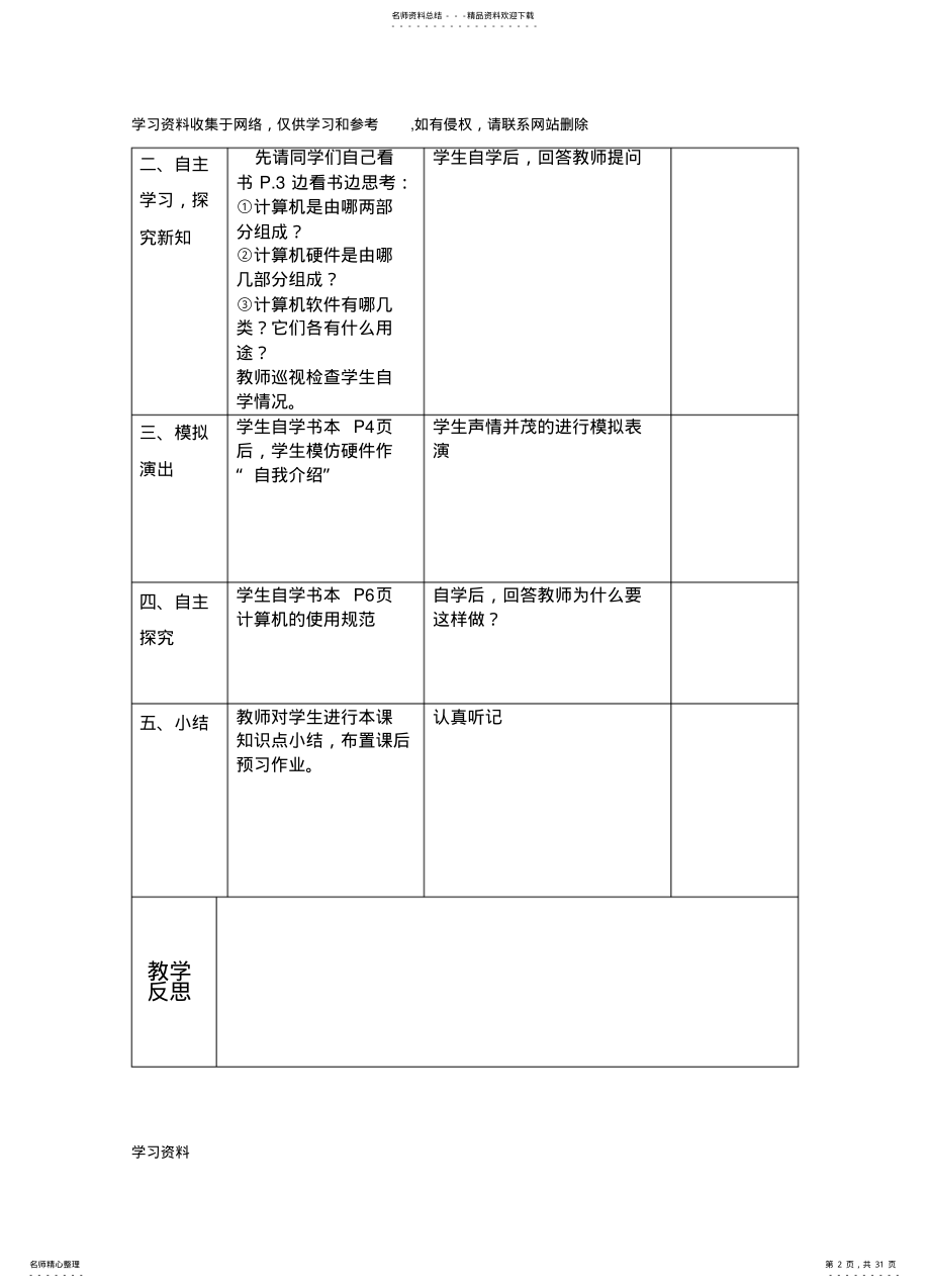 2022年云南省实验教材信息技术三年级一册教案 .pdf_第2页