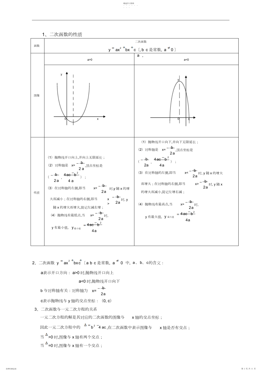 2022年二次函数知识点总结与典型例题讲解.docx_第2页