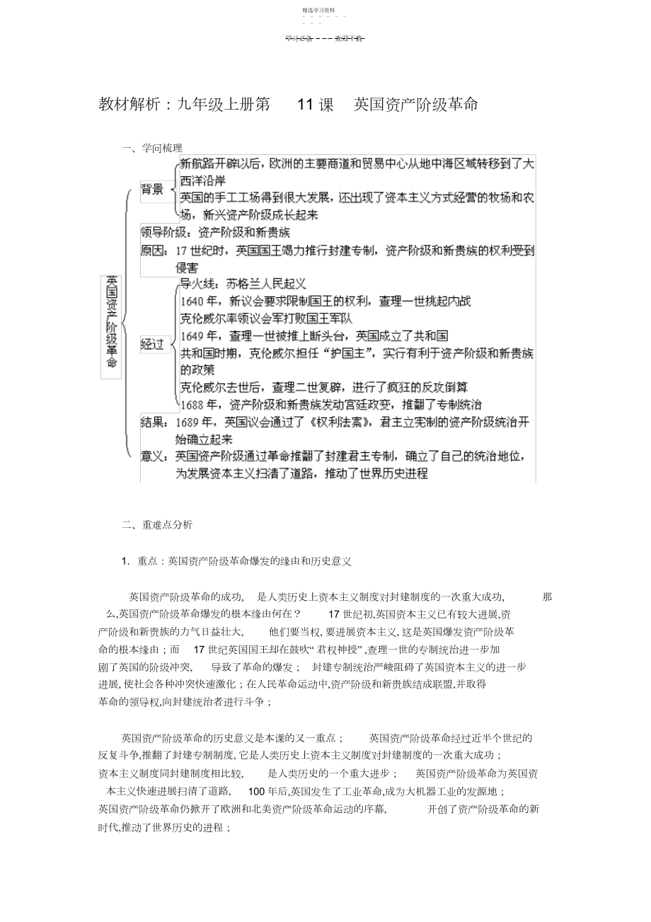 2022年九年级上册英国资产阶级革命课知识点习题.docx_第1页