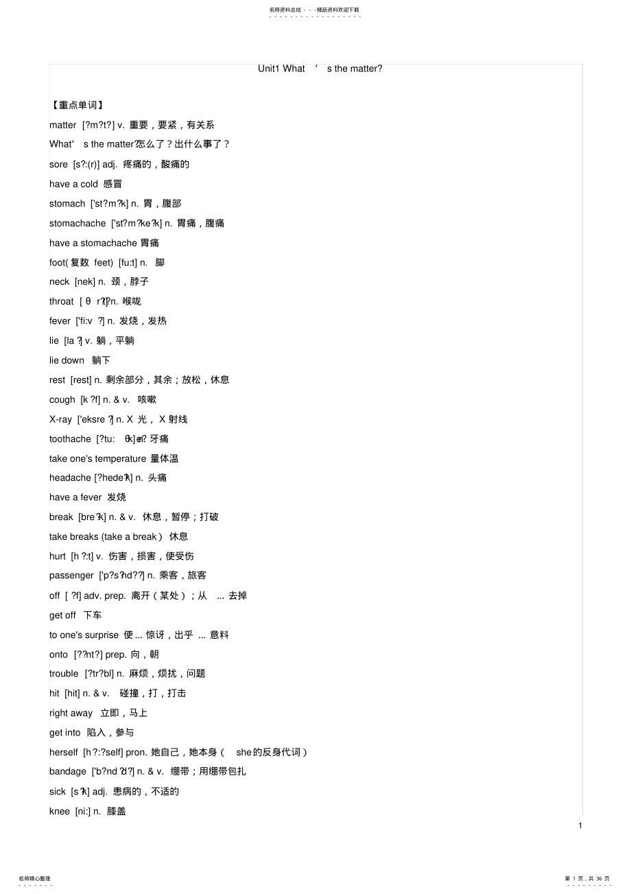 2022年人教版八年级英语下册单词,短语,句型和语法总结 .pdf_第1页