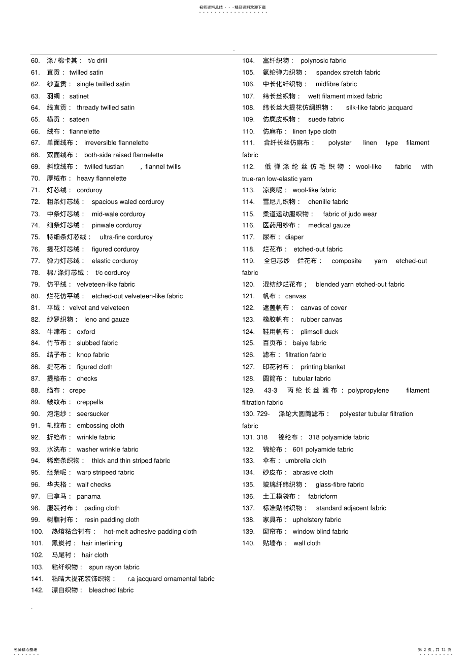 2022年纺织面料英语词汇 .pdf_第2页