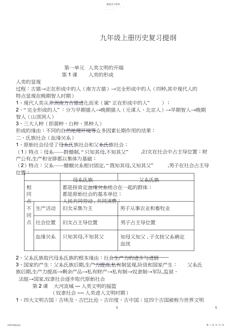 2022年人教版九年级上册历史知识点归纳总结-.docx_第1页