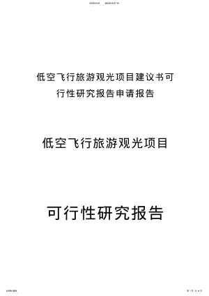 2022年低空飞行旅游观光项目建议书可行性研究报告申请报告 .pdf