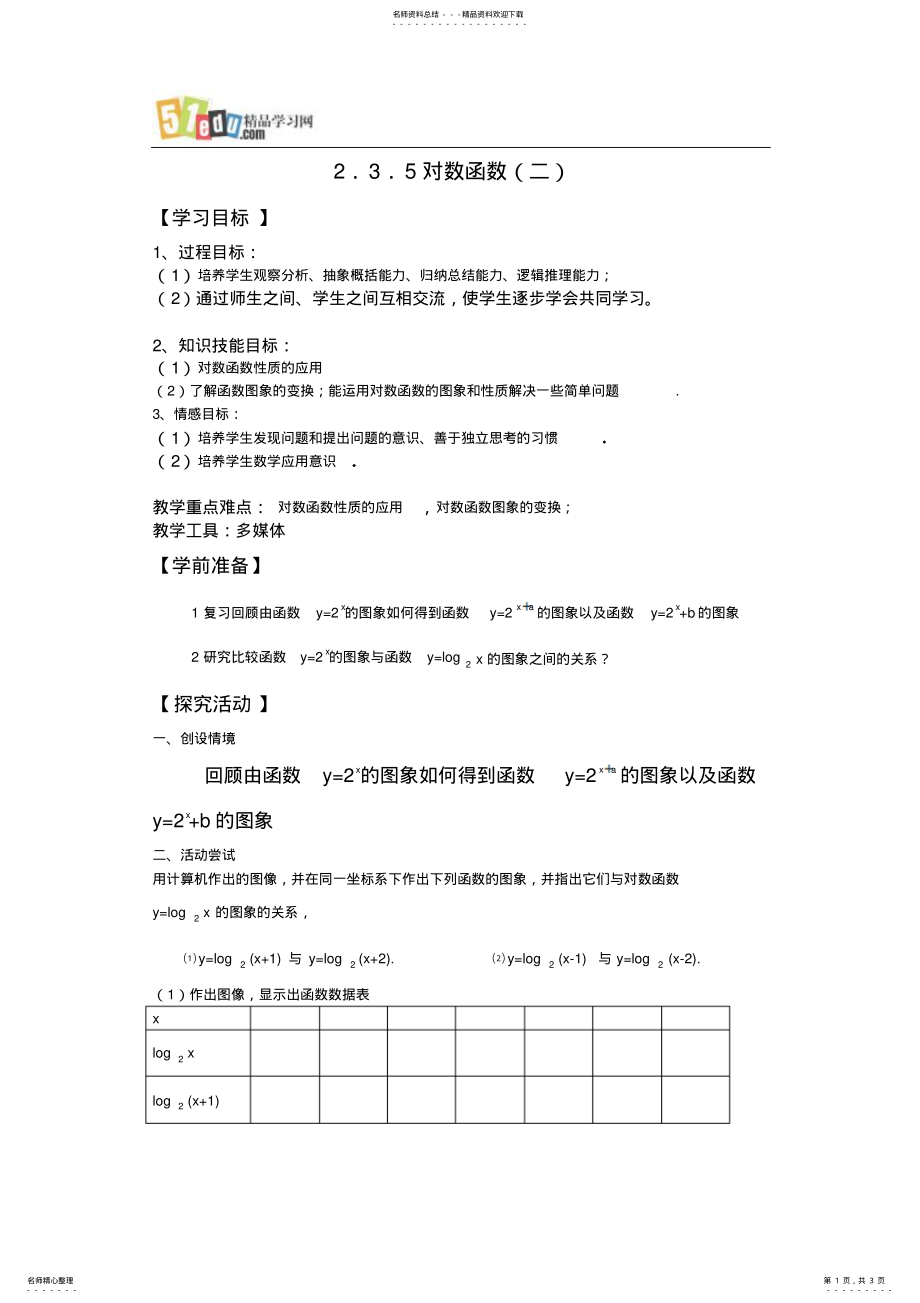 2022年苏教版对数函数教案：对数函数 .pdf_第1页