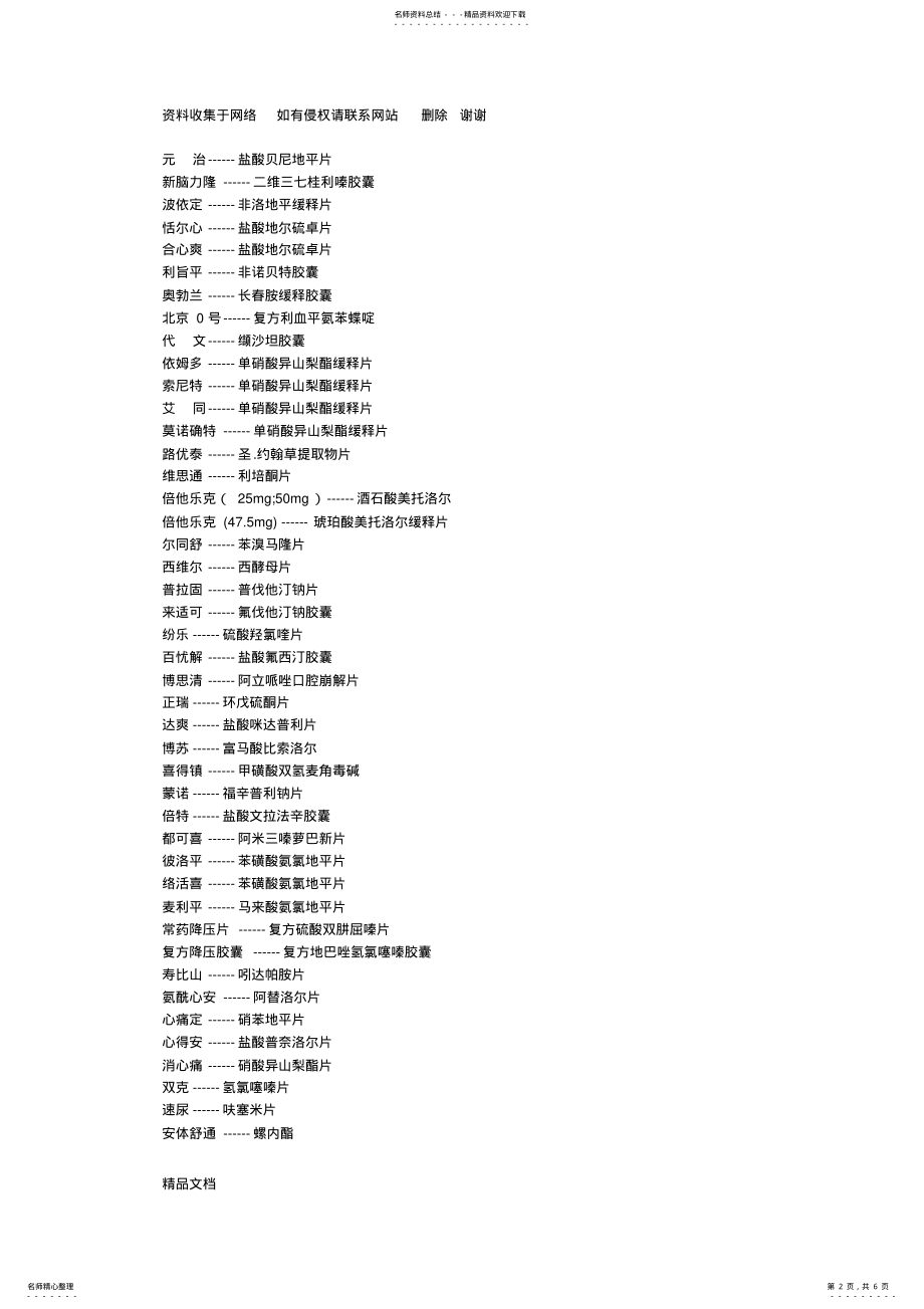 2022年药品商品名和通用名对照表 .pdf_第2页