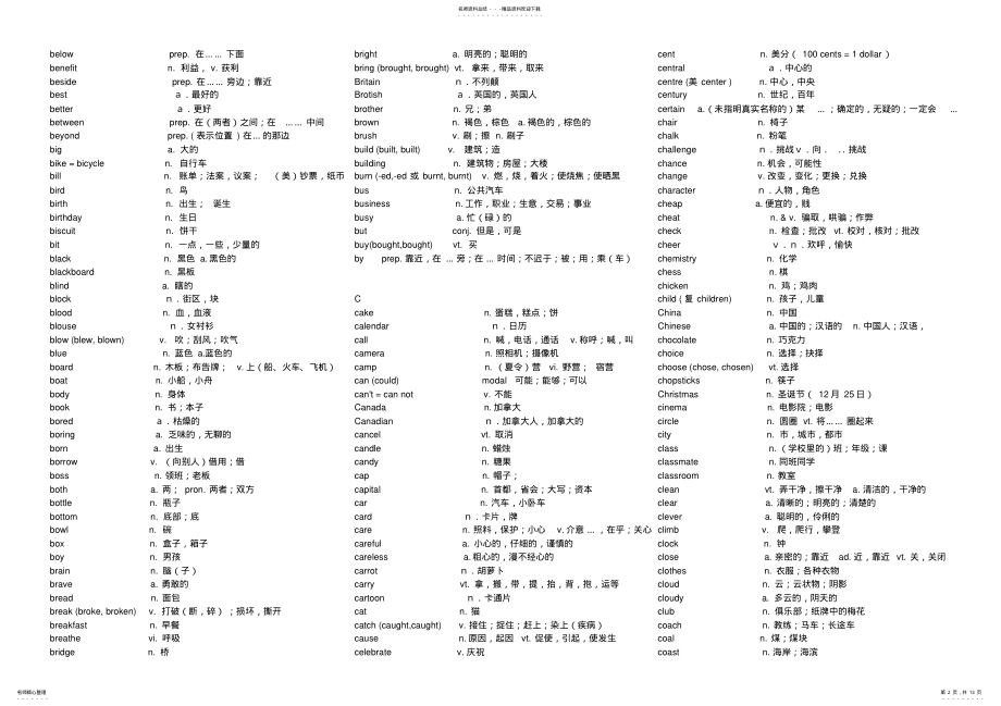 2022年中考词汇中英版doc .pdf_第2页