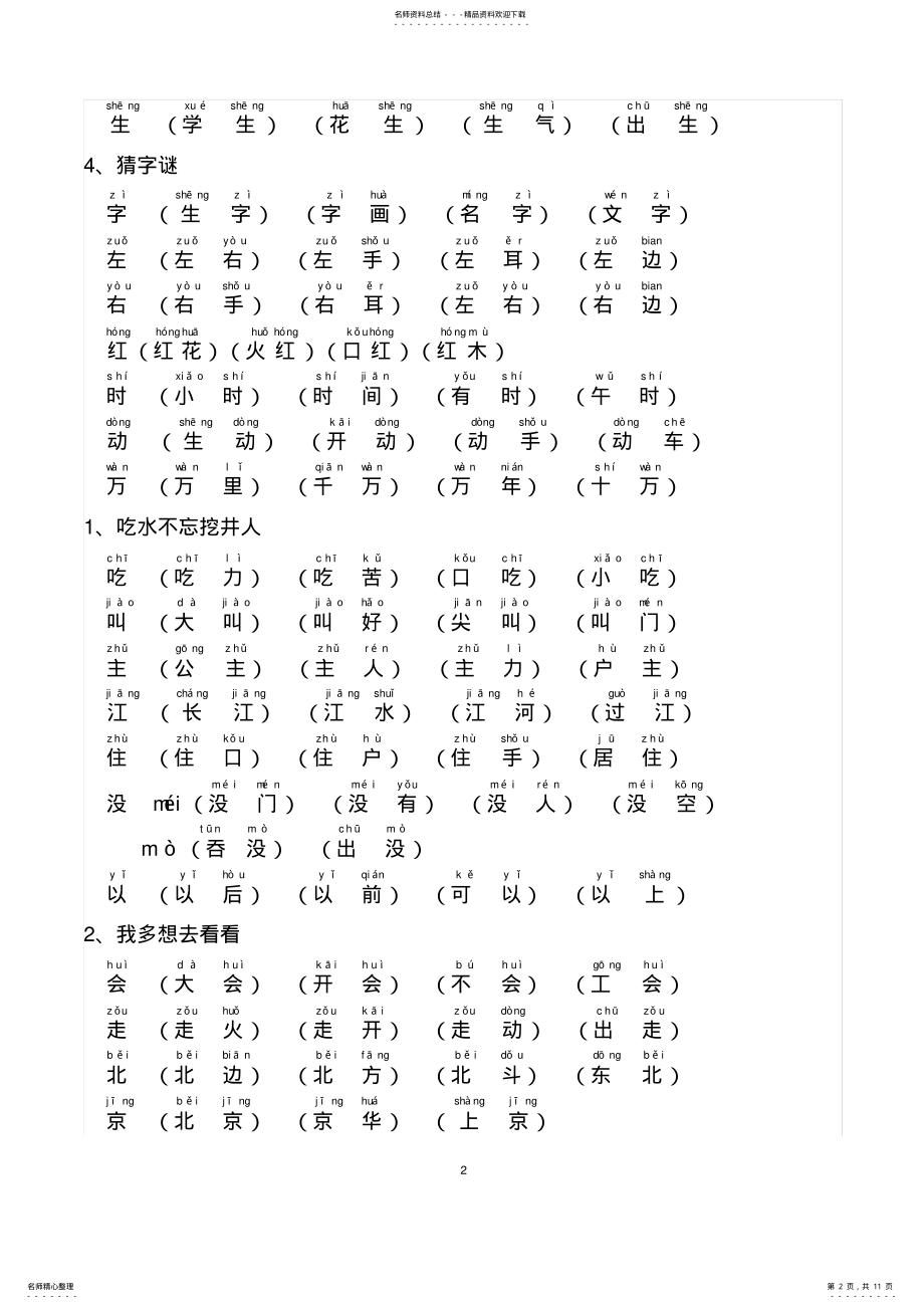 2022年人教版一年级下册生字组词 2.pdf_第2页