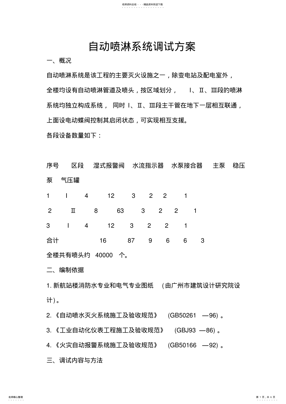 2022年自动喷淋系统调试方案 .pdf_第1页