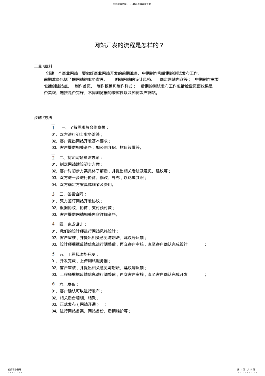 2022年网站开发流程及功能需求 .pdf_第1页