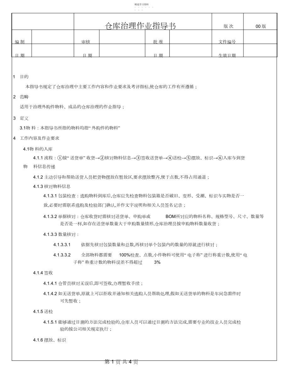 2022年仓库管理作业指导书.docx_第1页