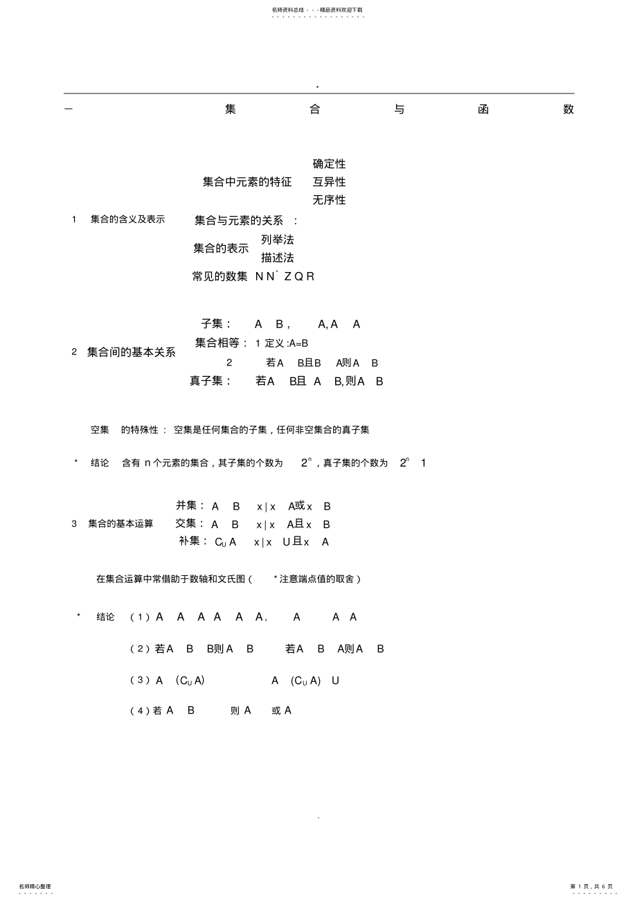 2022年人教版高一数学必修一知识点总结大全,推荐文档 2.pdf_第1页