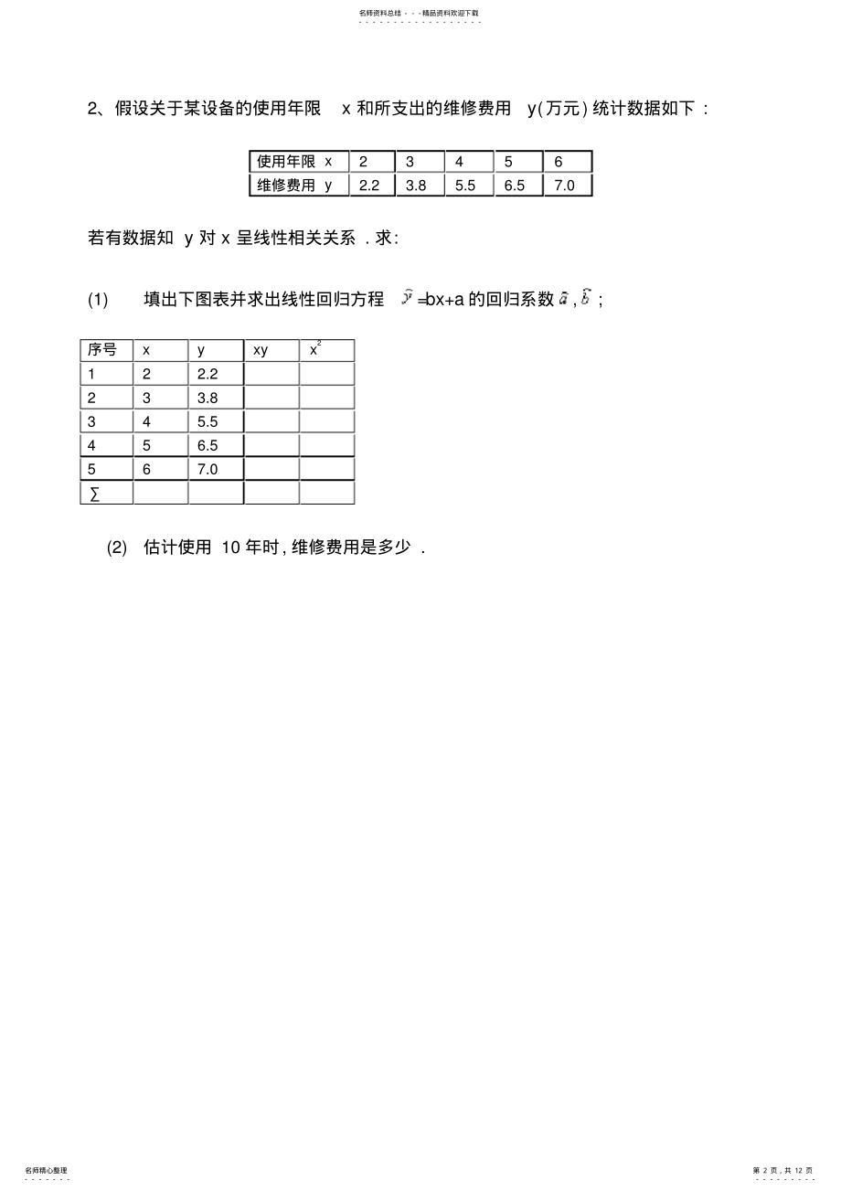 2022年线性回归方程高考题 2.pdf_第2页