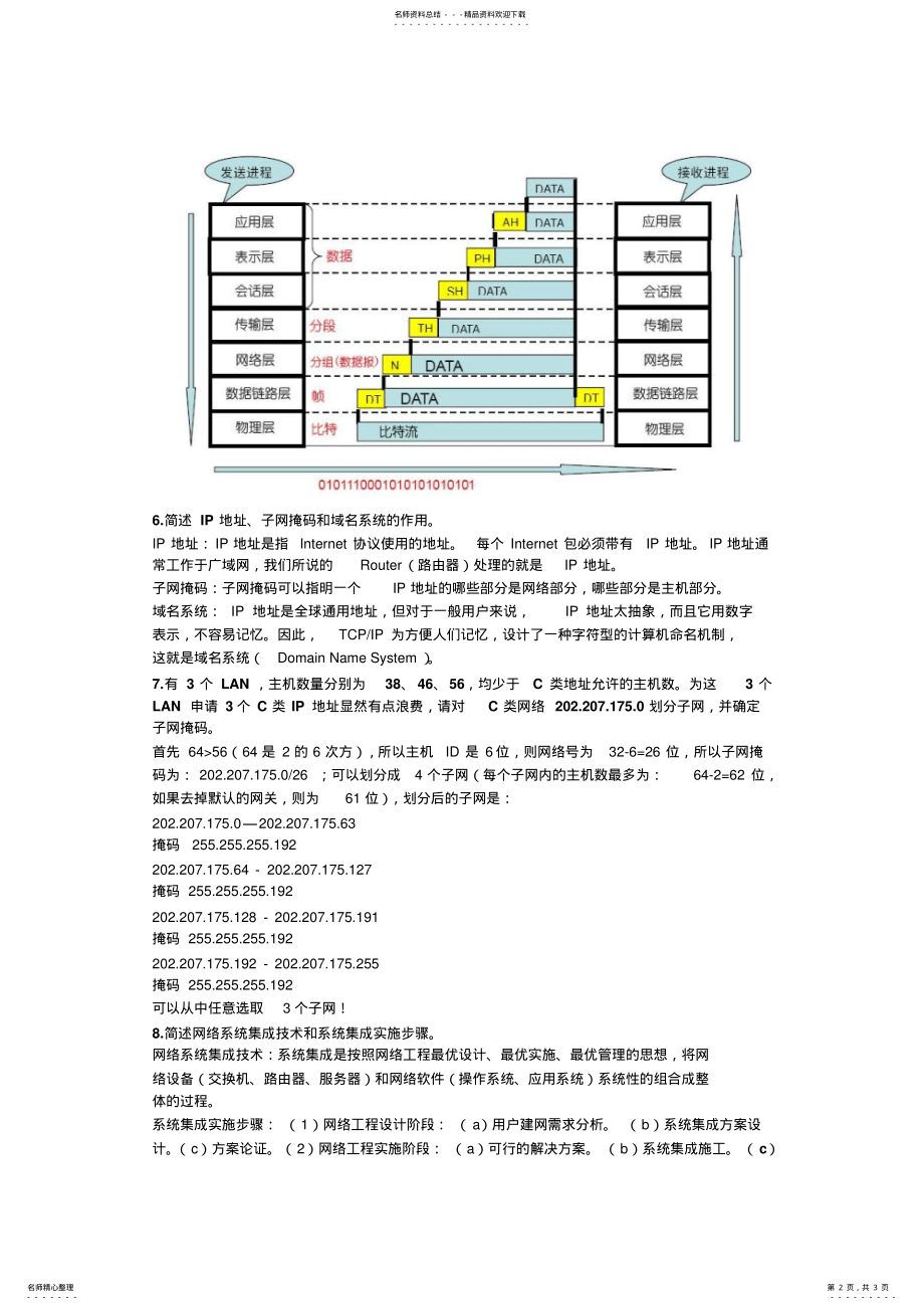 2022年网络工程设计与系统集成答案 .pdf_第2页