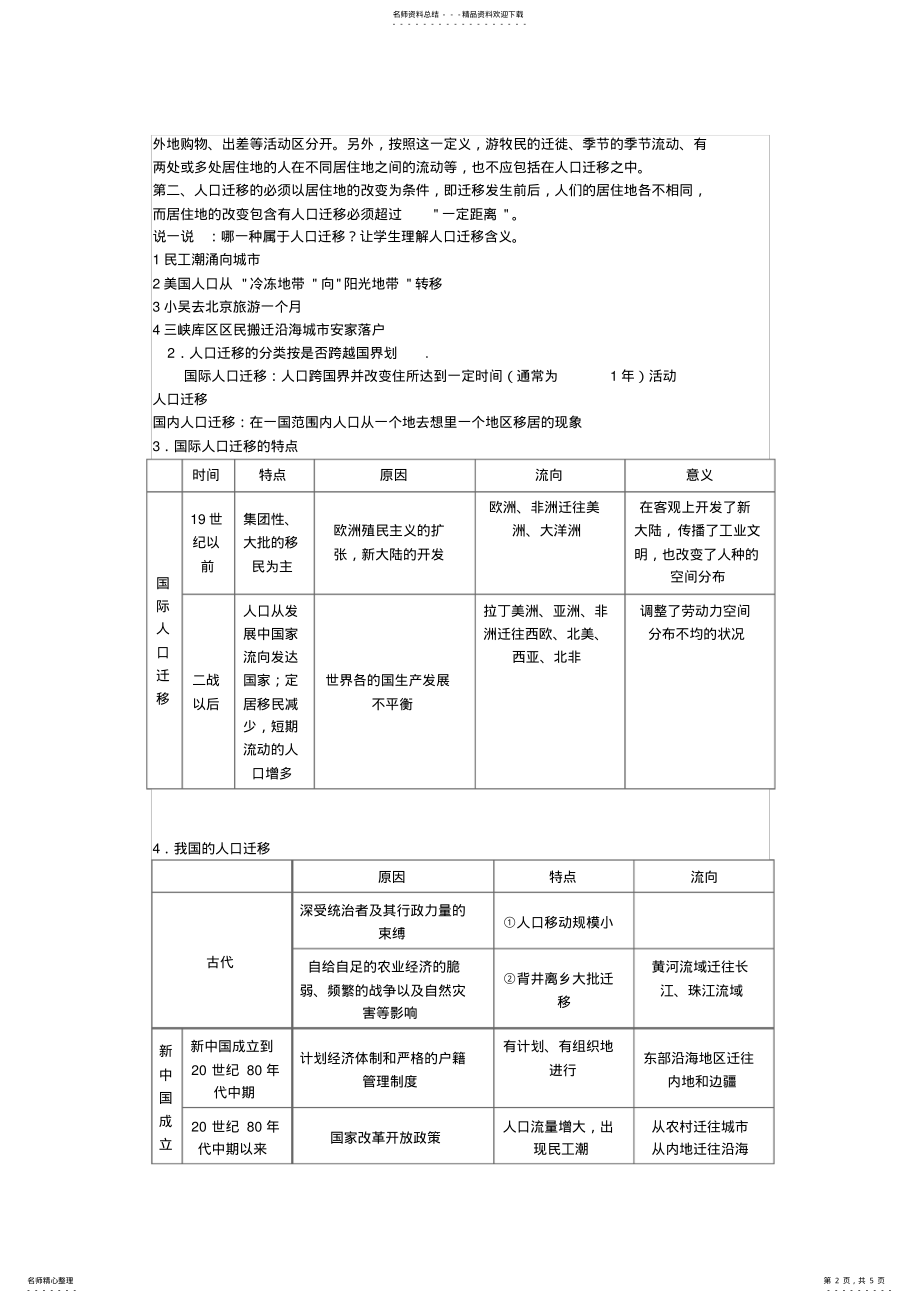 2022年人民教育高中地理人口的空间变化教案 .pdf_第2页