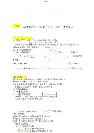 2022年人教版小学一年级数学下册-知识点-重难点-题目类型-归纳总结-.docx