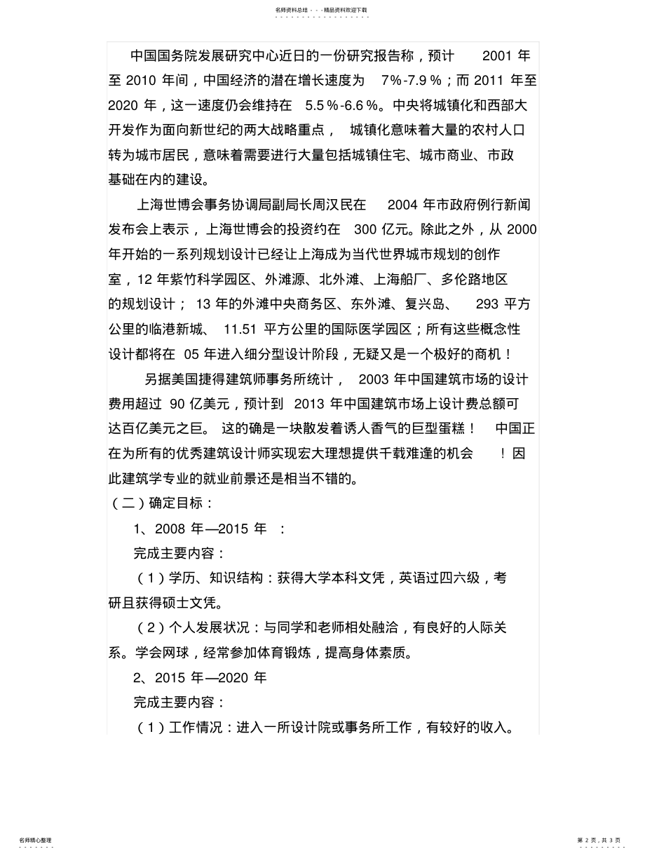 2022年职业生涯规划书(建筑学专业 .pdf_第2页