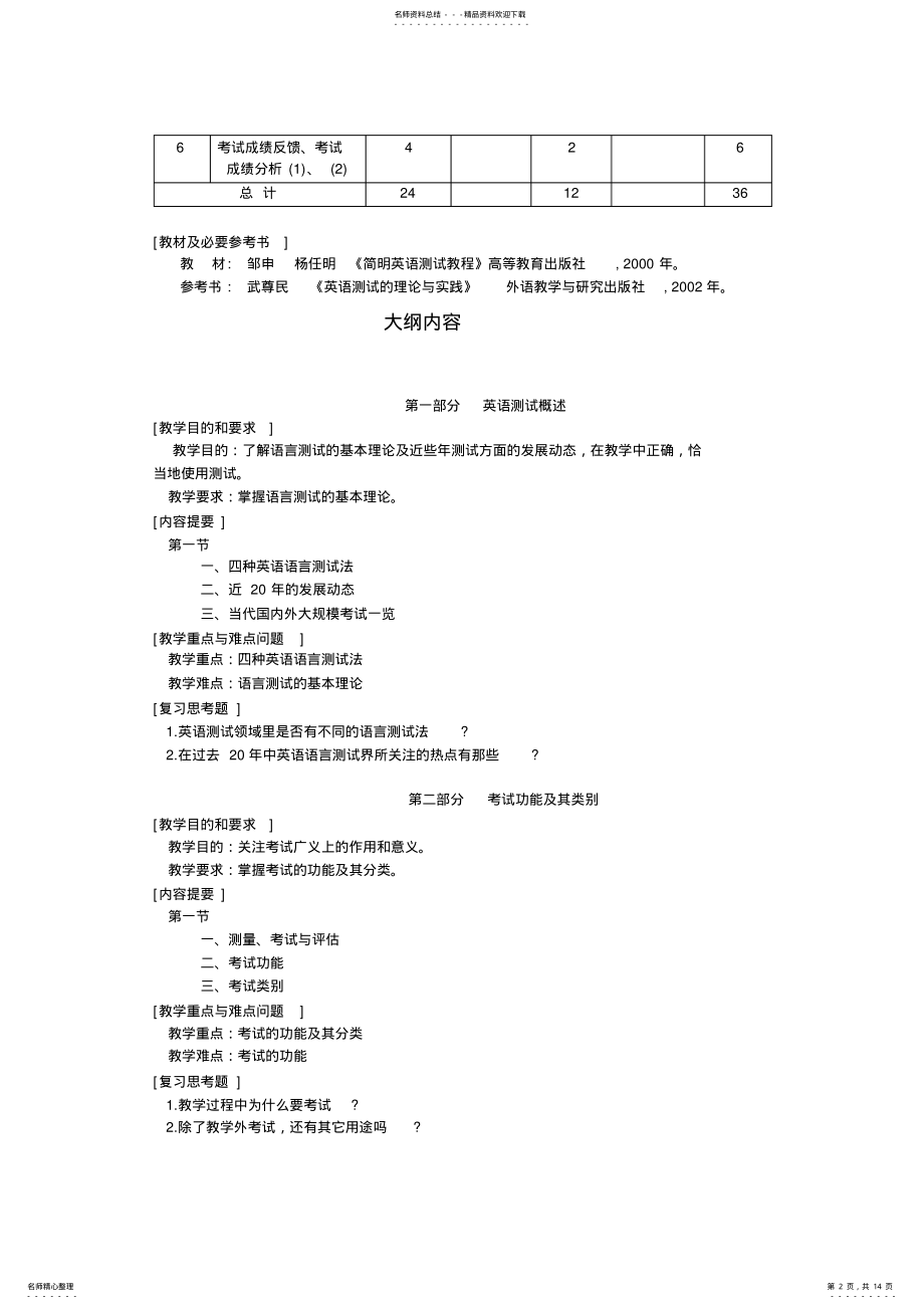 2022年英语测试理论及方法课程教学大纲 .pdf_第2页