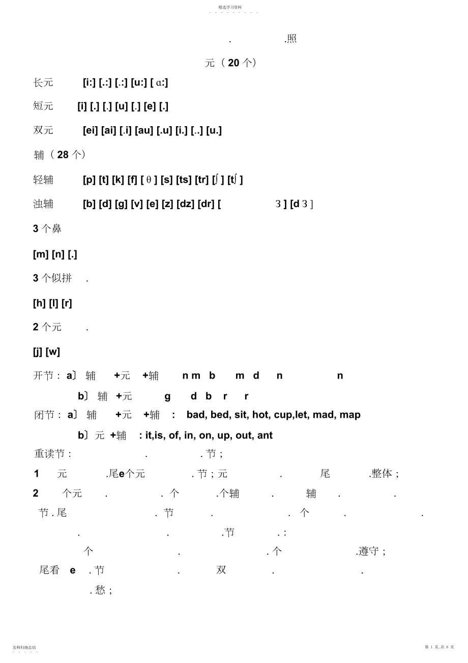 2022年英语国际音标表与读音规则表.docx_第1页