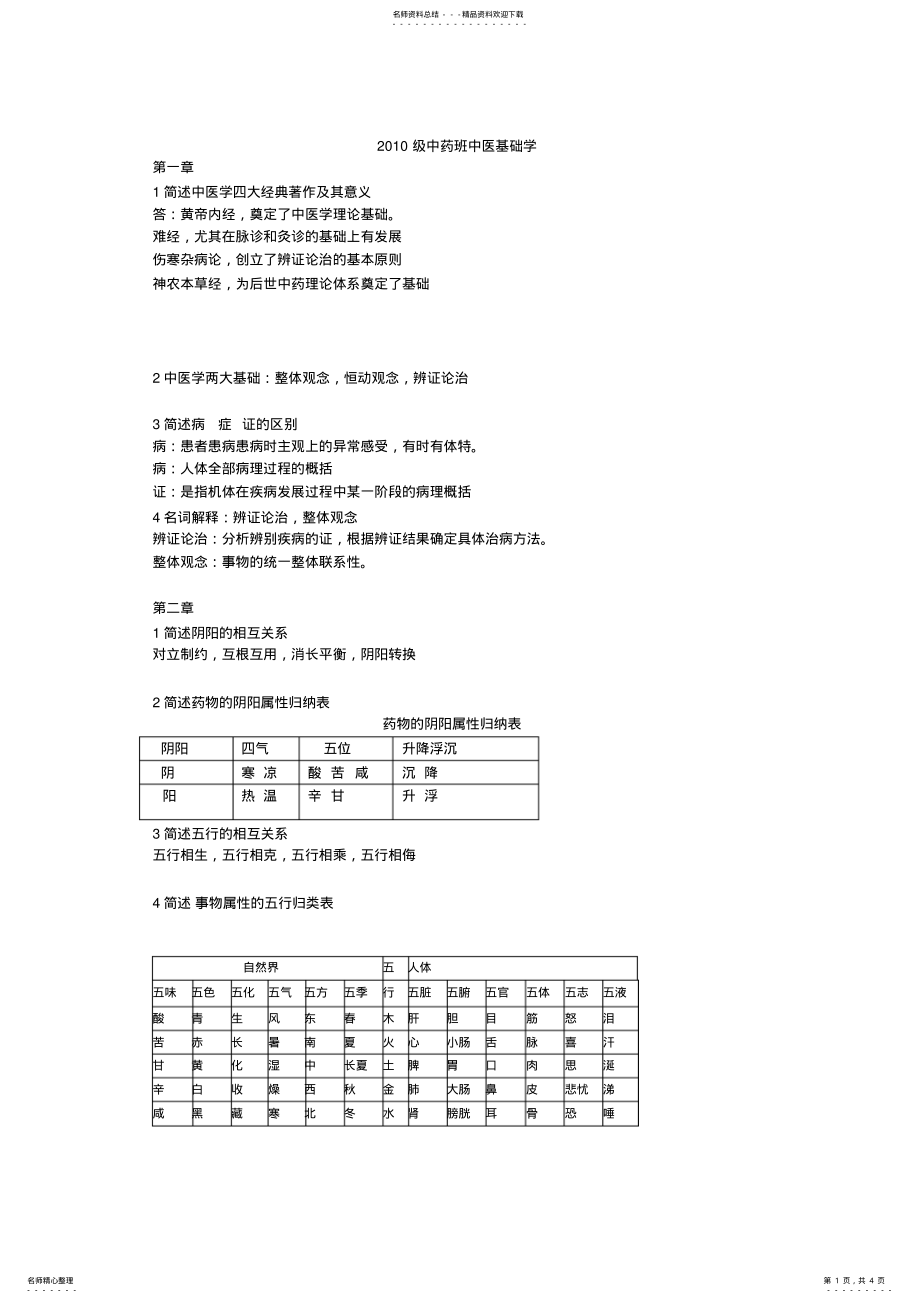 2022年级中药班中医基础学 .pdf_第1页