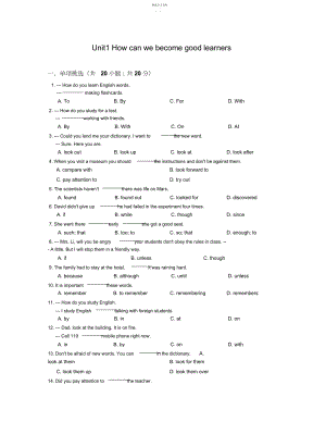 2022年九年级英语上册《UnitHowcanwebecomegoodlearners》同步练习含答案.docx