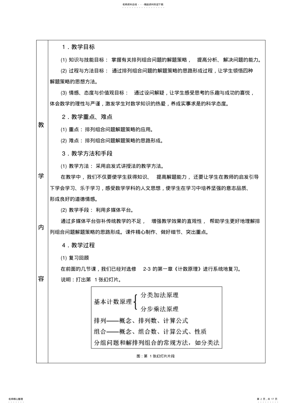 2022年人教版高中数学选修《排列组合问题的解题策略选讲》教案 .pdf_第2页