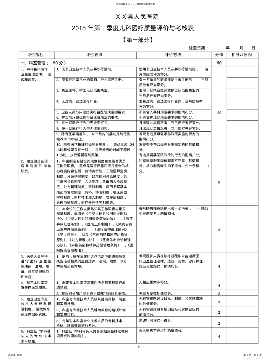 2022年儿科医疗质量评价体系与考核标准 .pdf_第2页