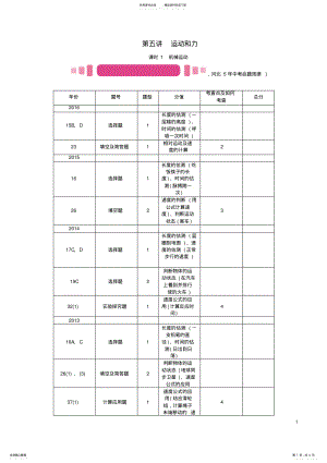 2022年中考物理总复习第一编教材知识梳理第五讲运动和力课时机械运动试题 .pdf