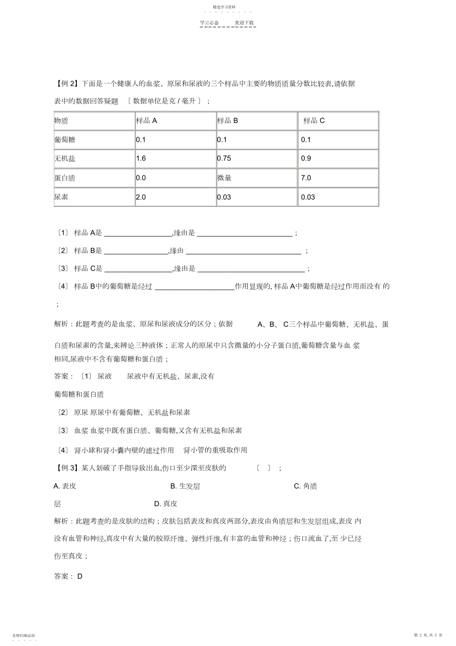 2022年人体内废物的排出知识点汇总及复习题.docx_第2页