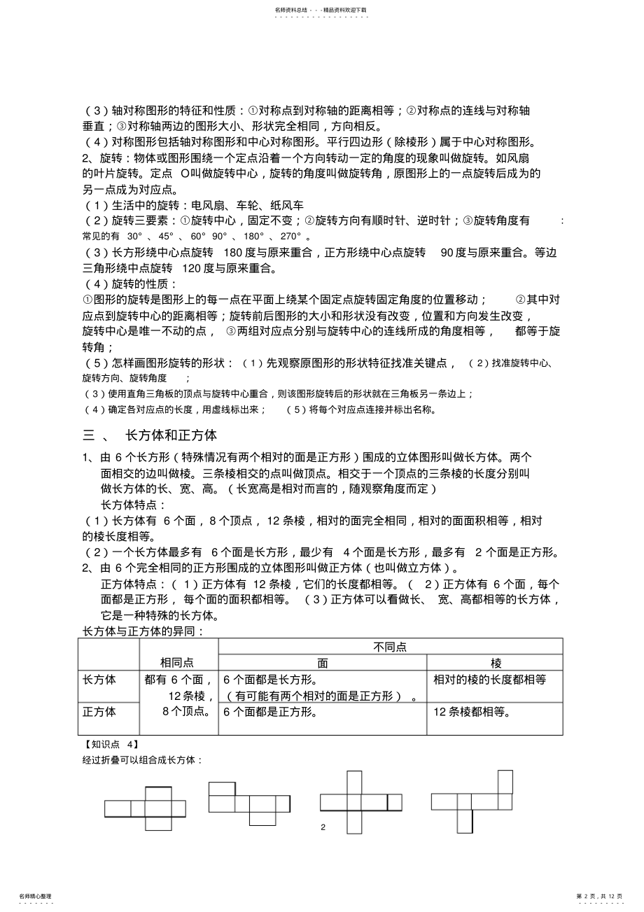 2022年人教版数学五年级下册知识点归纳总结,推荐文档 .pdf_第2页