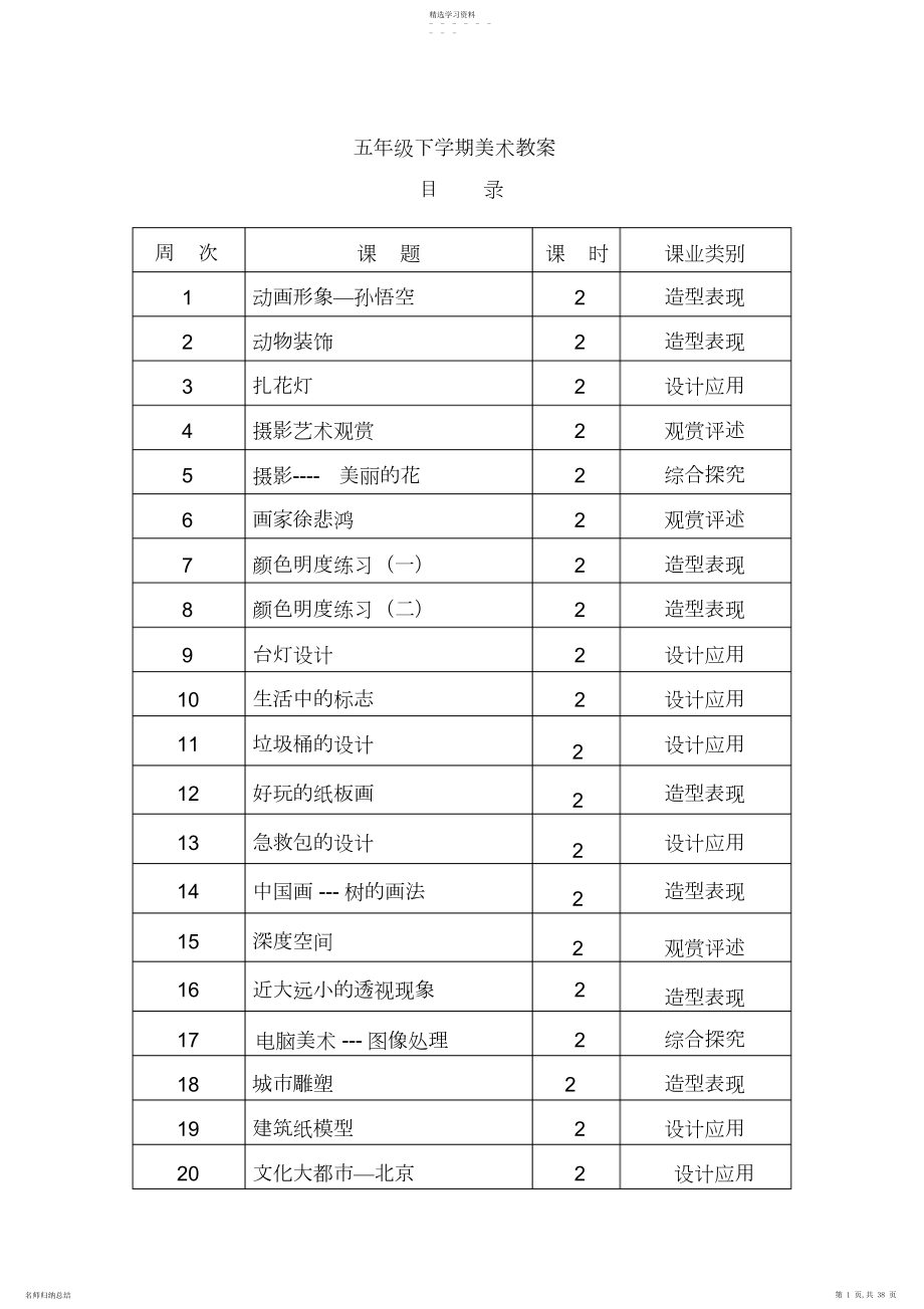 2022年五年级下学期美术教案.docx_第1页