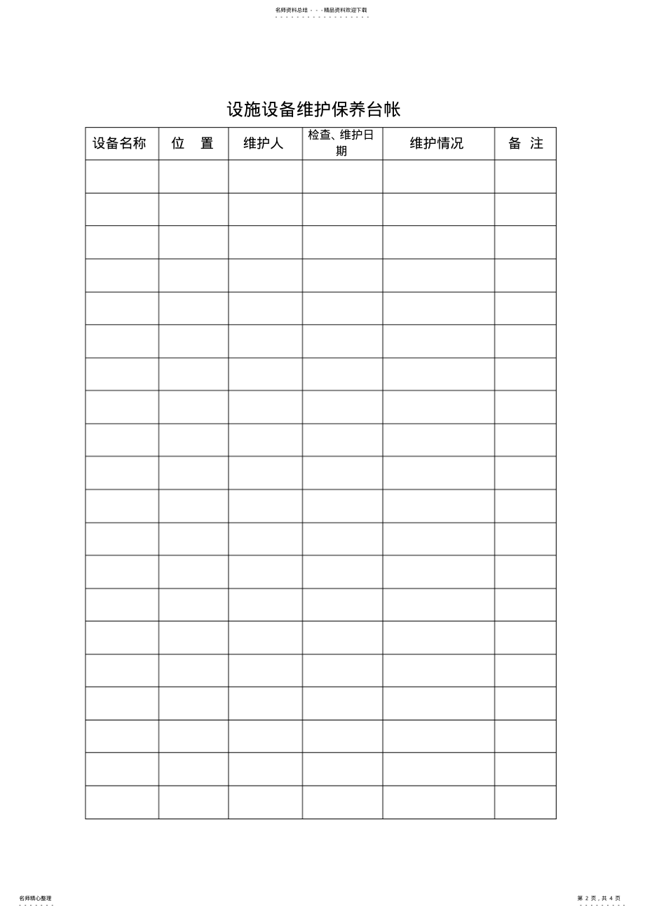 2022年设施设备维护保养台帐 .pdf_第2页