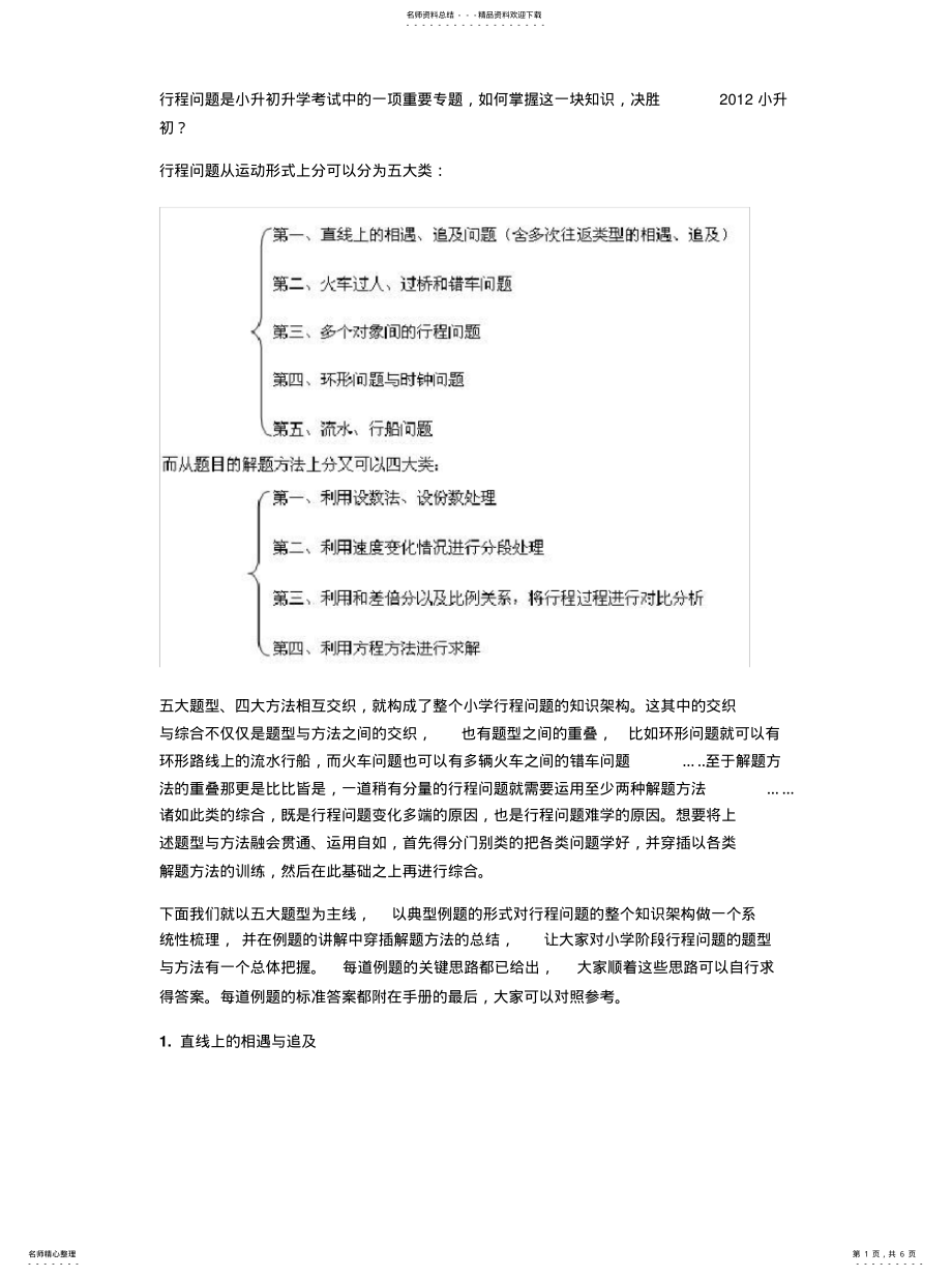 2022年行程问题的分类解析借鉴 .pdf_第1页