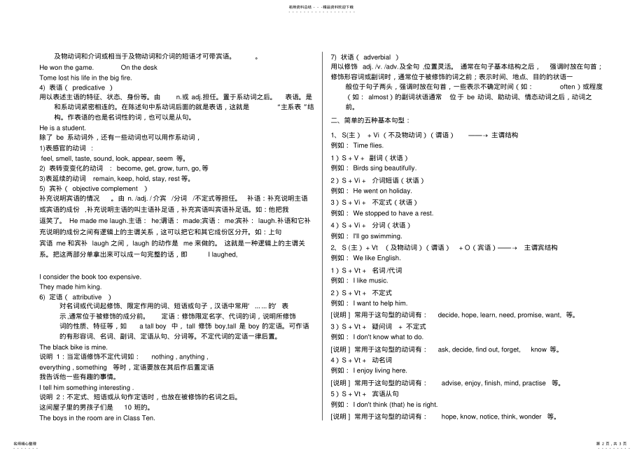 2022年英语十大词性、句子成分及五种基本句型 .pdf_第2页