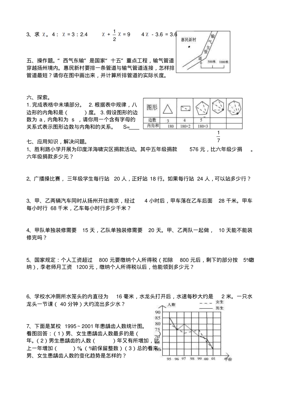 人教版小学数学六年级毕业升学考试试卷汇总.pdf_第2页