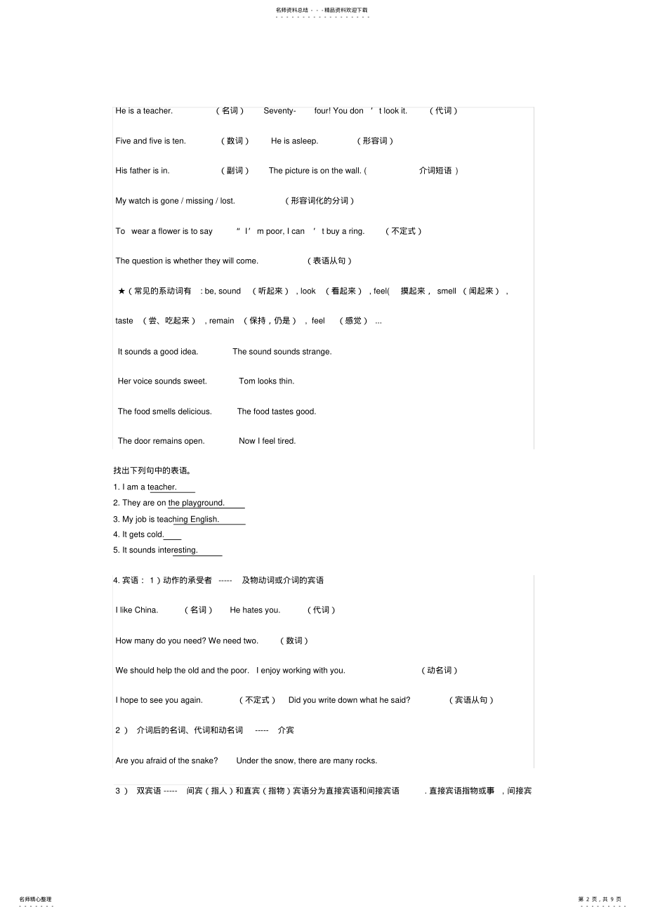 2022年英语句子成分和英语句子结构讲解 2.pdf_第2页