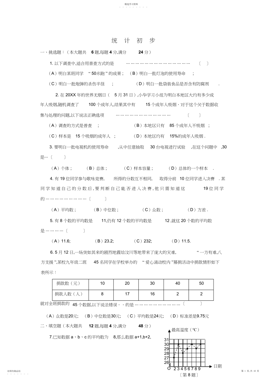 2022年中考数学一轮专题复习测试题及答案.docx_第1页