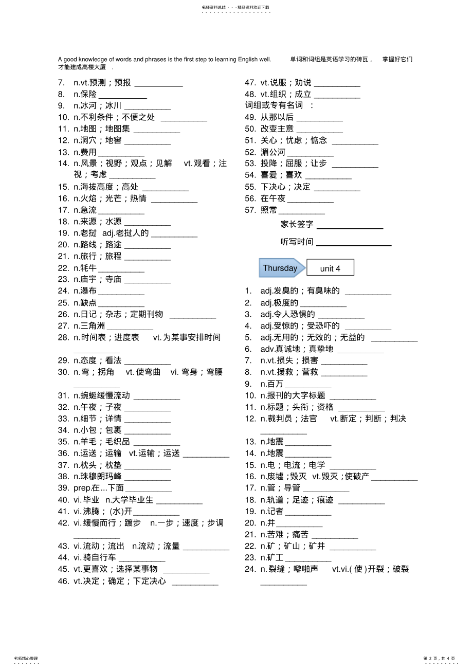 2022年人教版高中英语必修一单词听写 .pdf_第2页