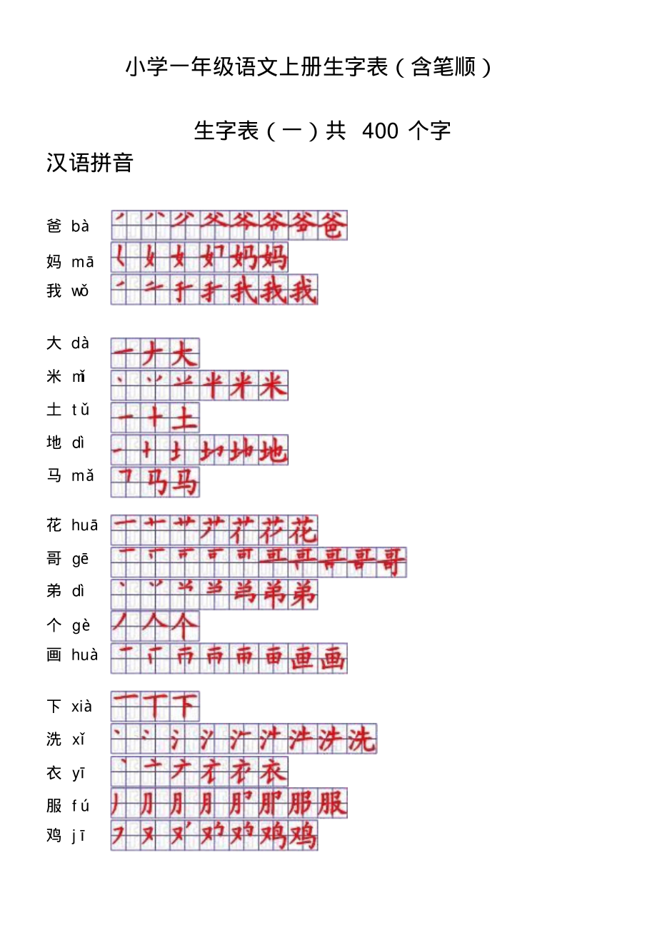 小学一年级语文上册生字表笔顺表.pdf_第1页