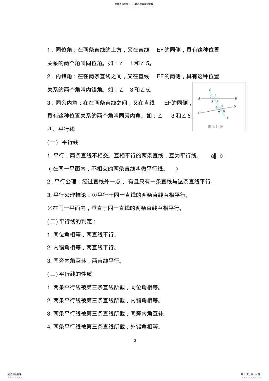 2022年人教版七年级下册数学课本知识点归纳完整版,推荐文档 2.pdf_第2页