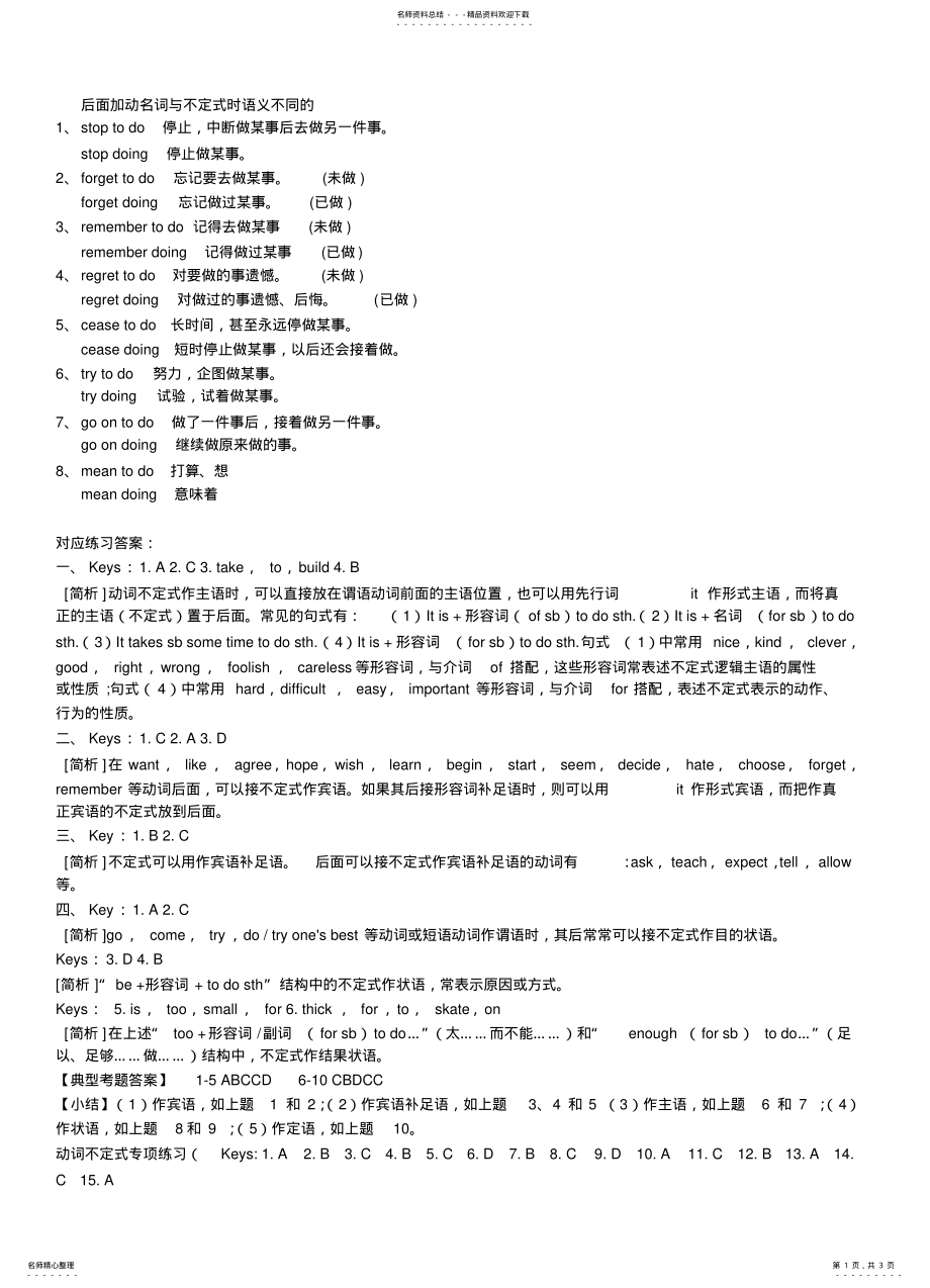 2022年仁爱版初二语法训练：动词不定式 .pdf_第1页