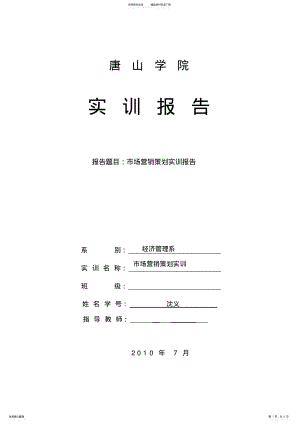 2022年营销策划实训报告 .pdf