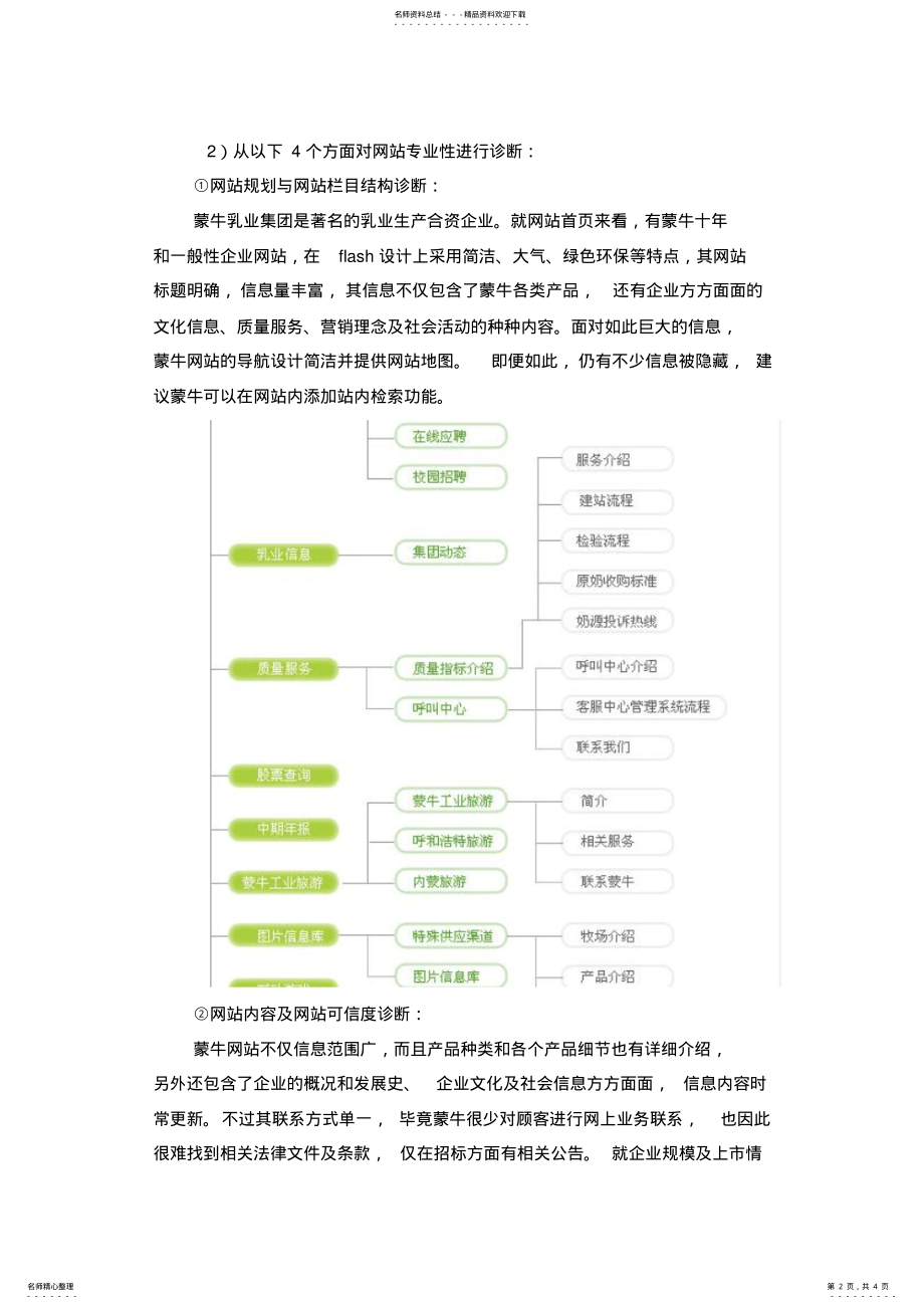 2022年网络营销实验报告企业网站专业性诊断评价 .pdf_第2页