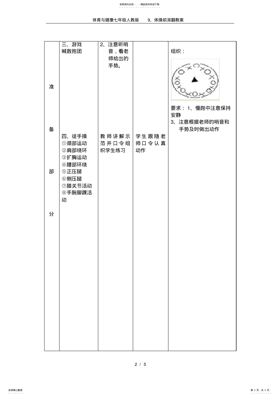 2022年体育与健康七年级人教版体操前滚翻教案 .pdf_第2页