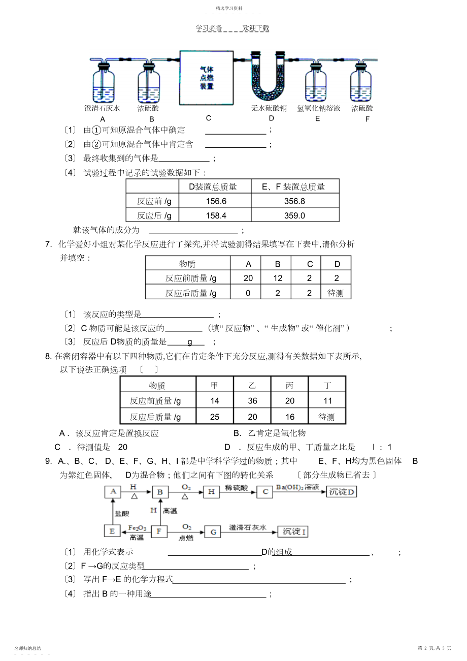 2022年质量守恒定律专题复习同步练习3.docx_第2页