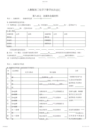 2022年人教版初中化学课本基本知识点汇总.docx